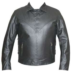  NEW MENS SOFT COW HIDE LEATHER SHIRT POLY LINER BLACK M 