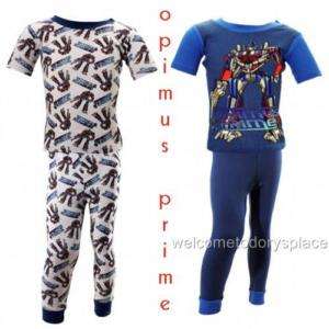 TRANSFORMERS ANIMATED Optimus Prime Pajamas PJs 4 Piece Set Boys Size 
