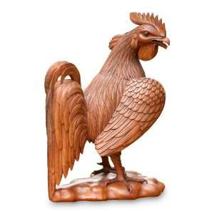 Wood sculpture, Rooster at Dawn  Home & Kitchen