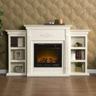 Traditional Old World Electric Fireplace w/ Bookcase  