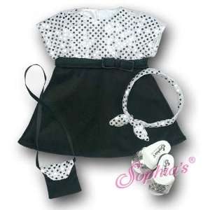 Black and Silver Party Dress with Purse. Fits 18 Dolls like American 