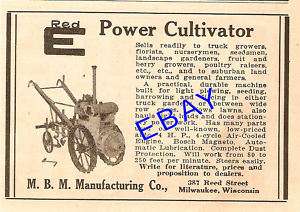 1924 M.B.M. RED E POWER CULTIVATOR GARDEN TRACTOR AD  