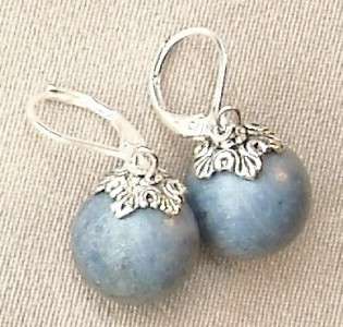 Blue Denim Coral Silver Pierced *OR* Clip On Earrings Artisan NEW 