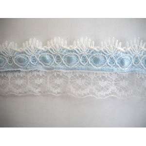  Beading Lace Blue with White Ruffle 1.25 Inch 12 Yds 