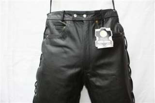 MOTORCYCLE LEATHER SIDE LACE JEANS SIZE 32 WAIST  