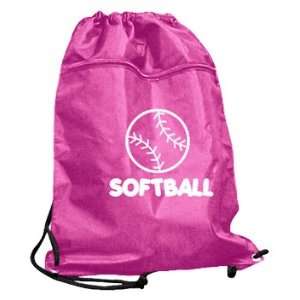  SOFTBALL DRAWSTRING BACKPACK Softball Bag PINK 14 X 18 