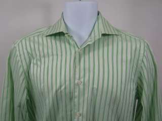 ZARA MAN Mens Green Stripe Button Front Shirt Top 14  