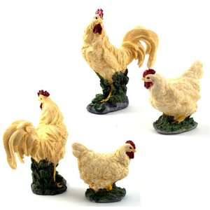  Country White Rooster & Hen Figurines: Everything Else