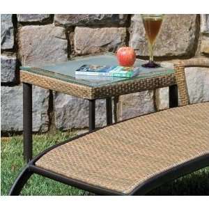  Loggia Square Glass Top Wicker Side Table: Patio, Lawn 