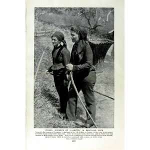   c1920 WOMEN WORKERS CHAMPERY CANTON HARVEST HAY ALPINE