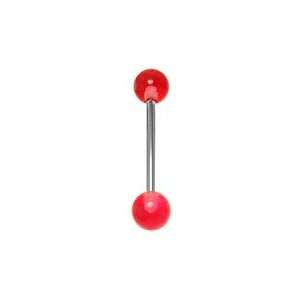  Red Acrylic UV Reactive Tongue Ring Barbells: Jewelry