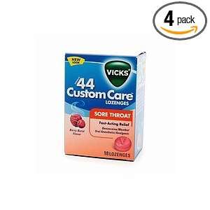  Vicks 44 Sore Throat Lozenges, 18 count Boxes (Pack of 4 