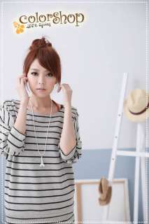 Korean Casual Ladies/Women Stripe Batty Sleeve Blouse  