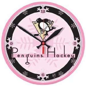  NHL Pittsburgh Penguins Clock   Pink Style: Home & Kitchen