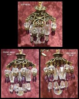 EXQUISITE! AMETHYST CRYSTAL Dollhouse CHANDELIER Light!  