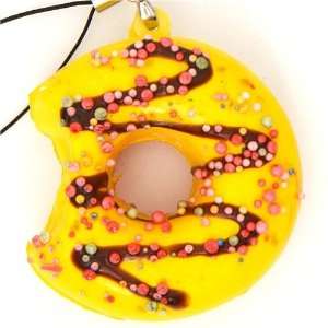  yellow donut squishy charm with colourful sprinkles Toys 
