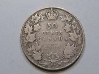 1919 Silver 50 Cent. Canada. King George V.  