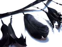 width : the length of feather on this fringe is around 8 10 cm / 3 4 