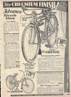 1929 ELGIN CARDINAL MOTOBIKE Vintage Bicycle Antique Bike WORLDWIDE 