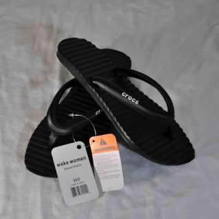 Crocs Wake Womens Shoes Flip Flops in Black W 6 7 8 9 New with Tags 