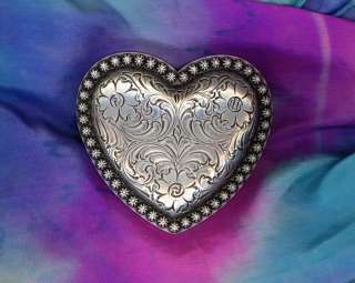 Western Rodeo Decor Silver Heart Berry Border Buckle  