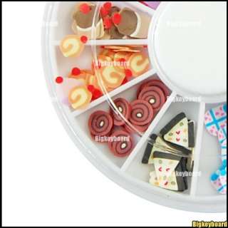 120x 3D Mix Cake Fimo Nail Art Tips Decorations Wheel  