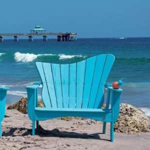  The Wave Collection Adirondack Settee   Pine   Coffee 