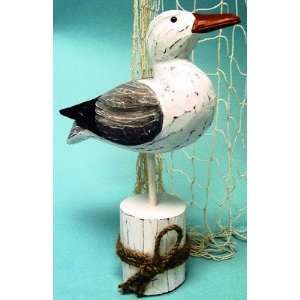  Nautical Wooden Wood Seagull On Piling With Rope