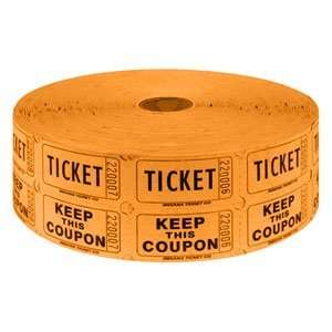  Orange 2 Part Raffle Tickets 2000 / Roll