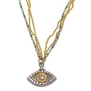Michal Golan Sterling Silver and 24k Gold Plated Triple Chain Necklace 