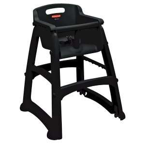   FG780508BLA Black Sturdy Chair Restaurant High Chair with Wheels: Baby