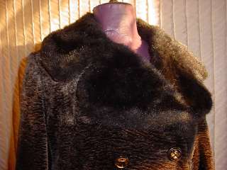   Textured Brown Faux Fur Coat sz Large Davis of Boston Jonathan Logan