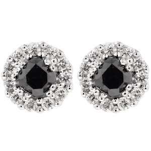   earrings. All 14Kt white gold set with center black diamonds: Jewelry