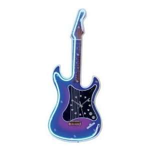    Guitar Mania   Guitar Shape Blue Neon Clock 