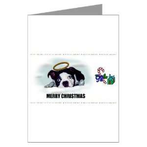 MERRY CHRISTMAS BOSTON TERRIER ANGEL Greeting Card Pets Greeting Cards 