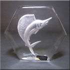 Mats Jonasson Crystal Paperweight, CORAL FISH 6058, Signed