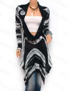 Free Shipping Cowl Neck Asym Hem Knit Sweater Boho Top  