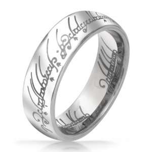 : Bling Jewelry Lord of The Rings Style Polished Silver Tungsten Ring 