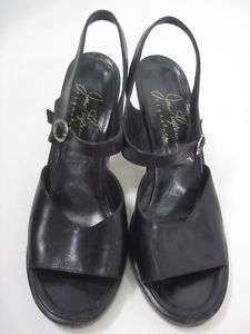JOAN HELPERN SIGNATURE Black Leather Heels Shoes Sz 10  