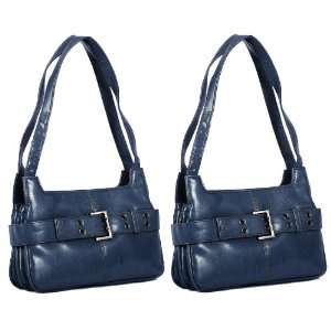 Sky Blue Faux Leather Ladies Shoulder Bag Set of 2