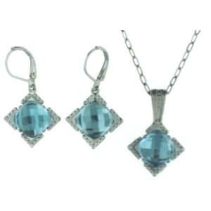  Each with a 10x10mm Sky Blue Topaz Cz Stone Set in Stainless Steel 