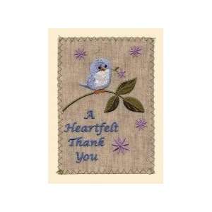    Card Greeting Embroidery/Thank You Bird On Branch 