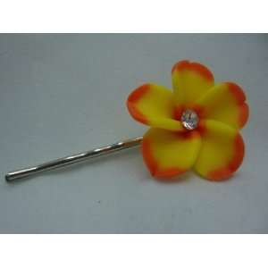   : NEW Yellow Orange Plumeria Flower Hair Bobby Pin, Limited.: Beauty