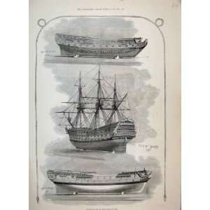   1887 English Ships War Guns Victory Balcaens Old Print
