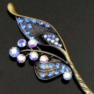    1pc rhinestone crystal Antiqued flower hair stick  