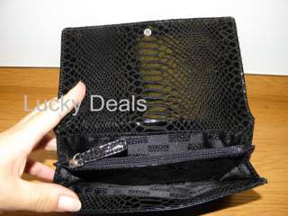  python embossed leather brookville large carryall wallet in black 