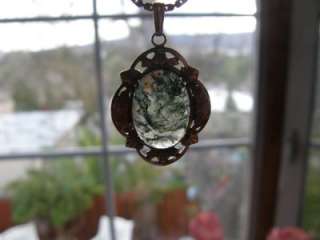 Black Hills 10K Gold Filled Pendant with Moss Agate Stone  