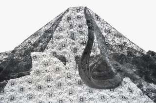 Shiny Pure Black Lace Fabric Floral Flower Style 44 Wide ~  