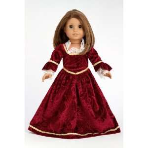   Velvet   Burgundy Royal Velvet Gown; fits 18 inch American Girl dolls