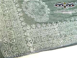   OM Black Meditation Scarf Shawl Handloomed cotton screen printed India